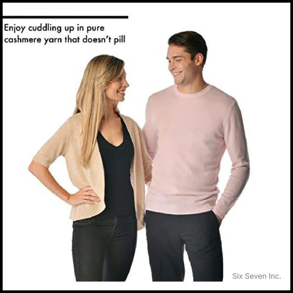 Men's Classic V-Neck Pullover Sweater 100% Pure Cashmere Long Sleeve Elegant